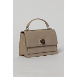 Geanta taupe office din piele ecologica cu imprimeu sarpe