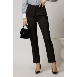 Pantalon DY Fashion negru cu croi conic si gaici impletite