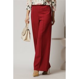 Pantaloni DY Fashion bordo cu croi lejer si elastic pe talie