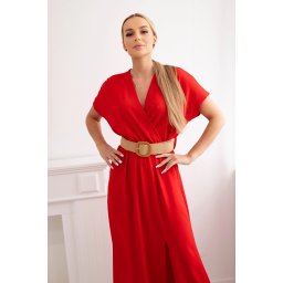 Kesi Włoski Long dress with a decorative belt red