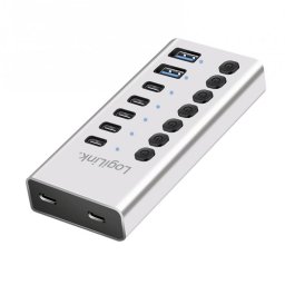 HUB USB-A/type C 3.2 la 5 x USB type C + 2 x USB-A cu switch ON/OFF Aluminiu, Logilink UA0447