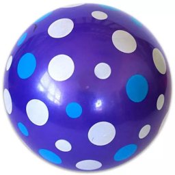 Minge de cauciuc cu buline albe şi albastre - 22 cm