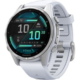 Smartwatch Garmin fenix 8, 43mm, AMOLED, Glass, Otel inoxidabil, Silver, Whitestone Silicone Band