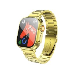 Smartwatch Hoco Y12 Ultra, 2" IPS, ECG, Rezistent la Apa, IP67, Compatibilitate iOS si Android Light Gold