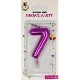 Lumanare tort cifra 7 roz metalic 6 cm