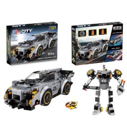Joc de construit 2 in 1 masina de curse pull back si robot, 212 piese