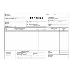 Factura A5, 3 exemplare, autocopiativ, carnet 50 seturi, cu TVA