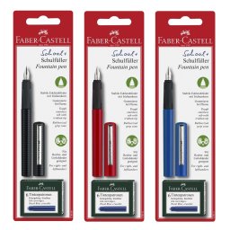 Stilou scolar + set 6 rezerve Faber Castell