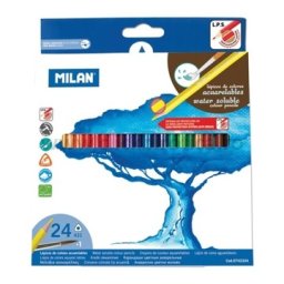 Creioane colorate acuarela Milan 24 culori triunghiulare