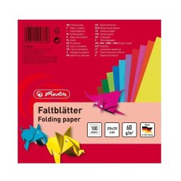 Hartie origami 20 x 20 cm, set 100 file, 10 culori, Herlitz