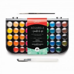 Acuarele 48 culori + pensula cu rezervor, Daco