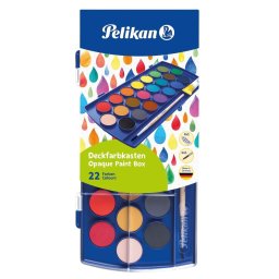 Acuarele 22 culori + alb de zinc + pensula Pelikan