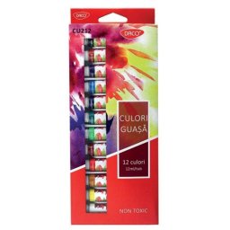 Culori guase, 12 culori, 12 ml, Daco
