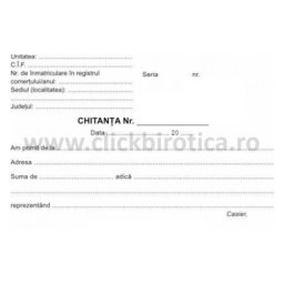 Chitanta A6, 3 exemplare, alb-roz-verde, autocopiativ, carnet 50 seturi