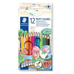 Creioane colorate Staedtler 12 culori cu radiera Noris