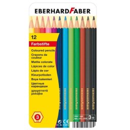 Creioane colorate Eberhard Faber set 12 culori in cutie metal