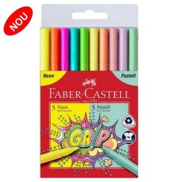Carioca set 10 culori neon+pastel Faber-Castell Grip