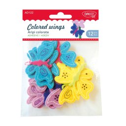 Accesorii craft Aripi colorate, fetru autoadeziv, Daco