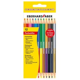 Creioane colorate Eberhard Faber bicolore 2x12 culori