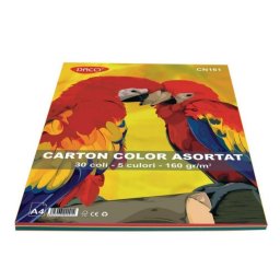 Carton A4 5 culori asortate, 30 coli, 160g/mp, Daco