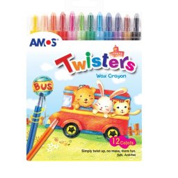 Creioane colorate cerate Amos 12 culori Twister