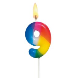 Lumanare aniversara curcubeu cifra 9, Herlitz