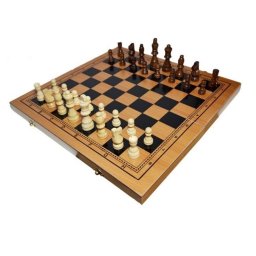 Joc 3 in 1: sah, table, dame, cutie lemn 29 x 14,5 cm