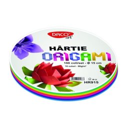 Hartie origami diametru 15 cm, set 100 file, DACO