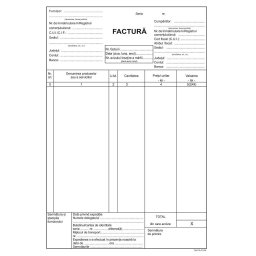Factura A4, 3 exemplare, autocopiativ, carnet 50 seturi, cu TVA