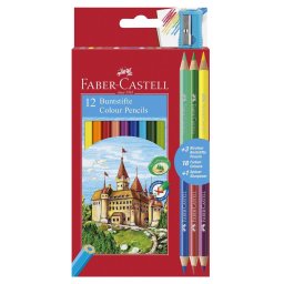 Creioane colorate Faber-Castell 12+3 culori + ascutitoare