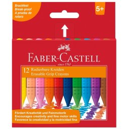 Creioane colorate plastic Faber-Castell Grip, 12 culori triunghiulare
