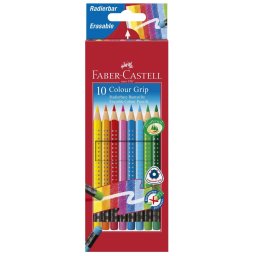 Creioane colorate cu guma Faber-Castell Grip 10 culori