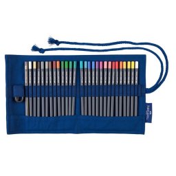 Creioane colorate 27 culori Faber-Castell Goldfaber Rollup, cu accesorii