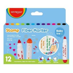 Carioca jumbo set 12 culori cu stampile, Keyroad