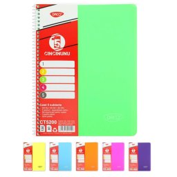 Caiet A4 200 file cu spirala, 5 subiecte, hartie 70g/mp, Daco