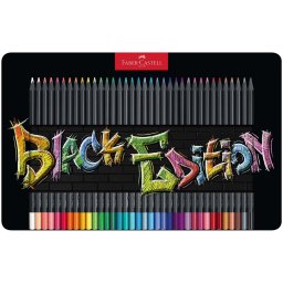 Creioane colorate Faber-Castell 36 culori Black Edition, cutie metal
