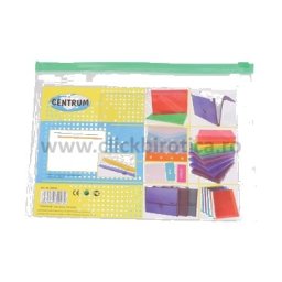 Plic plastic A5 cu fermoar si buzunar carte vizita Centrum