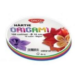 Hartie origami diametru 10 cm, set 100 file, DACO