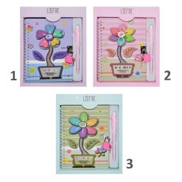 Agenda jurnal cu lacatel si pix Flori, 10x14cm