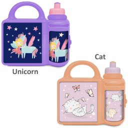 Set cutie sandvis cu sticla apa 400ml, S-Cool, motive fete