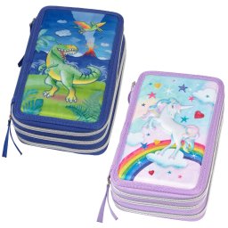 Penar echipat 3 compartimente, 44 piese, Faber-Castell Unicorn / Dinozaur