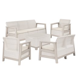Scandi Big linea duo set de mobilier de grădină cu masă de depozitare din iută gri-bej pietriș