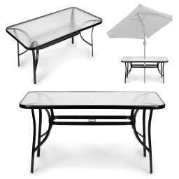 Masă de grădină din sticlă cu cadru metalic 120x70 cm
