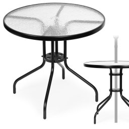Masă rotundă de grădină din sticlă cu cadru metalic 80 cm