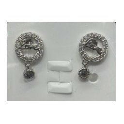 Cercei din Argint 925, Jolie Silver, pentru Dama, Model Love in Cerc cu Cristale, 1.74 g, Design Minimalist Elegant, Argintiu