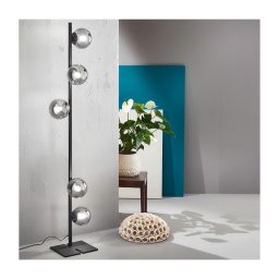 Ondaluce - Lampadar MONILE, 5xE14/10W/230V, 170 cm, negru/negru fumuriu