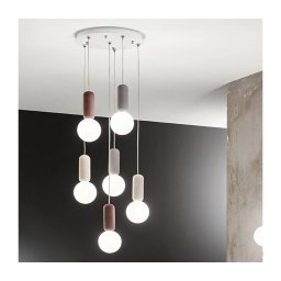 Ondaluce - Candelabru suspendat cu cablu ROCK 6xG9/7W/230V Ø 35 cm beton/maro/gri/alb