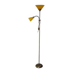 Lampă de podea WENDY, 1xE27/100W/230V + 1xE14/40W, alamă/portocaliu