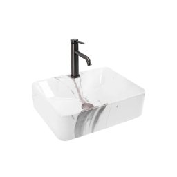 REA-U5052 - Lavoar KELLY pentru blat, 38 x 49 cm, ceramică albă cu decor marmură