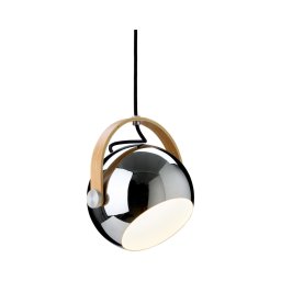 Halo Design 734443 - Lustra suspendată pe cablu DC, 1xE27/40W/230V, Ø 18 cm, crom lucios/stejar
